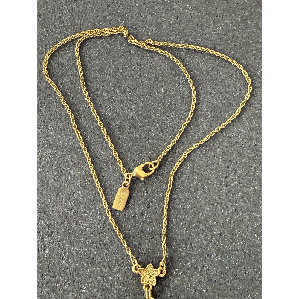 Vintage 1928 Gold Locket Blue Rose Cameo Flower Pendant Necklace 18" - Picture 5 of 16